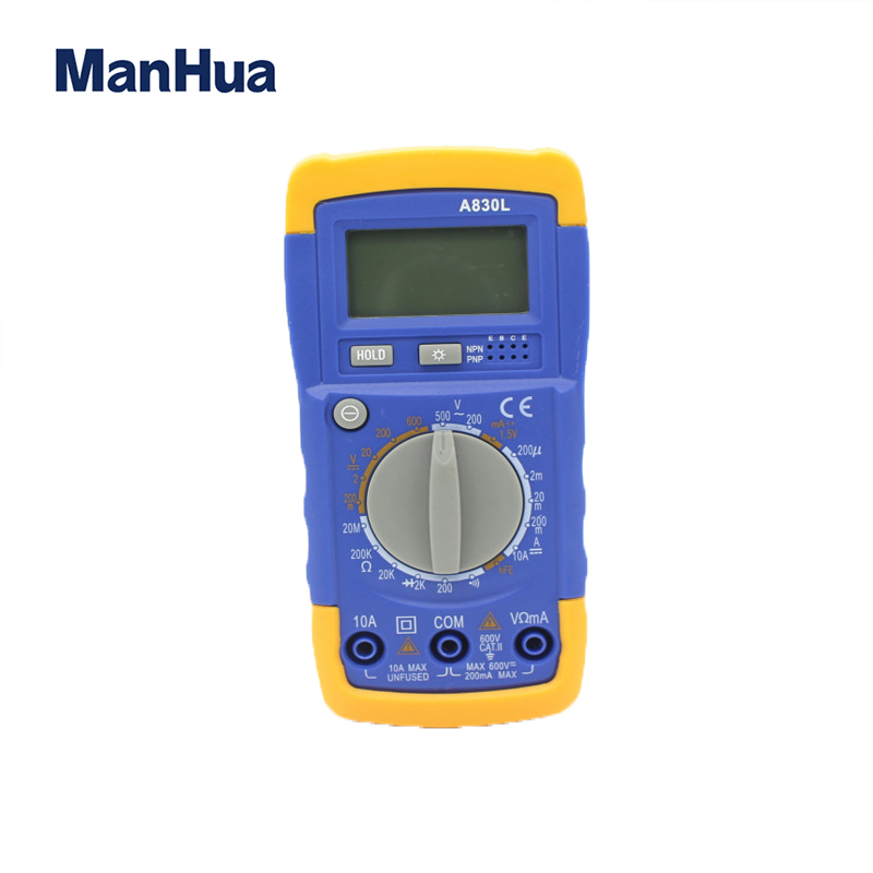 ManHua A830L Digital Multimeter Voltmeter Ammeter OHM Volt Tester AC/DC LCD Test Current Meter Overload